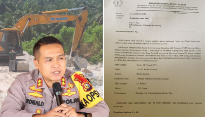 Sejumlah Mahasiswa di Kampar Besok Akan Melakukan Aksi di Polres Kampar, Meminta Polres Kampar Tangkap Pemilik Tambang Ilegal di Tapung