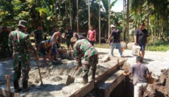 Semangat Jiwa korsa TNI dengan Rakyat Kembali Terlihat Dalam Kegiatan TNI Manunggal Membangun Desa (TMMD) kodim 0320 Dumai ke-124