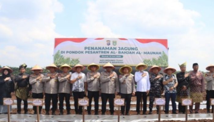 Pada HUT Bhayangkara ke-79 Kapolda Riau Menanam 79 Pohon dan Jagung di kota Dumai
