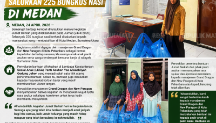 Jumat Berkah di Medan, Grand Dragon dan New Paragon Pekanbaru Salurkan 225 Bungkus Nasi