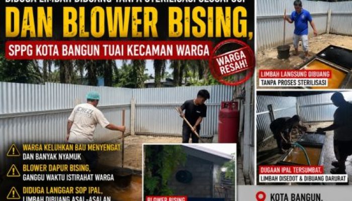 Diduga Limbah Dibuang Tanpa Sterilisasi Sesuai SOP dan Blower Bising, SPPG Kota Bangun di Kecam Warga