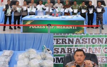 Wakapolda Riau Pimpin Konferensi Pers Pengungkapan 27 Kg Sabu Jaringan Internasional di Polres Meranti