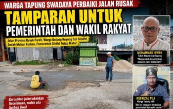Tamparan untuk Pemerintah dan Wakil Rakyat, Warga Tapung Swadaya Perbaiki Jalan Rusak