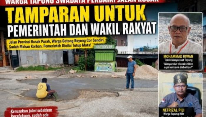 Tamparan untuk Pemerintah dan Wakil Rakyat, Warga Tapung Swadaya Perbaiki Jalan Rusak